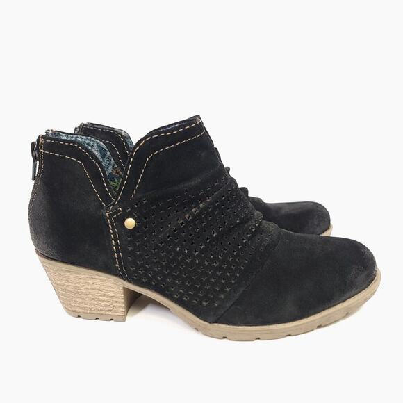 Earth Origins Boots Size 7 Black Suede Leather Amanda Ankle Booties - Picture 3 of 13